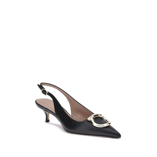 Ferragamo Black Calf Leather Bos Taurus Pumps