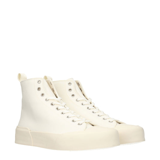 Jil Sander Beige Fabric High Top Sneakers