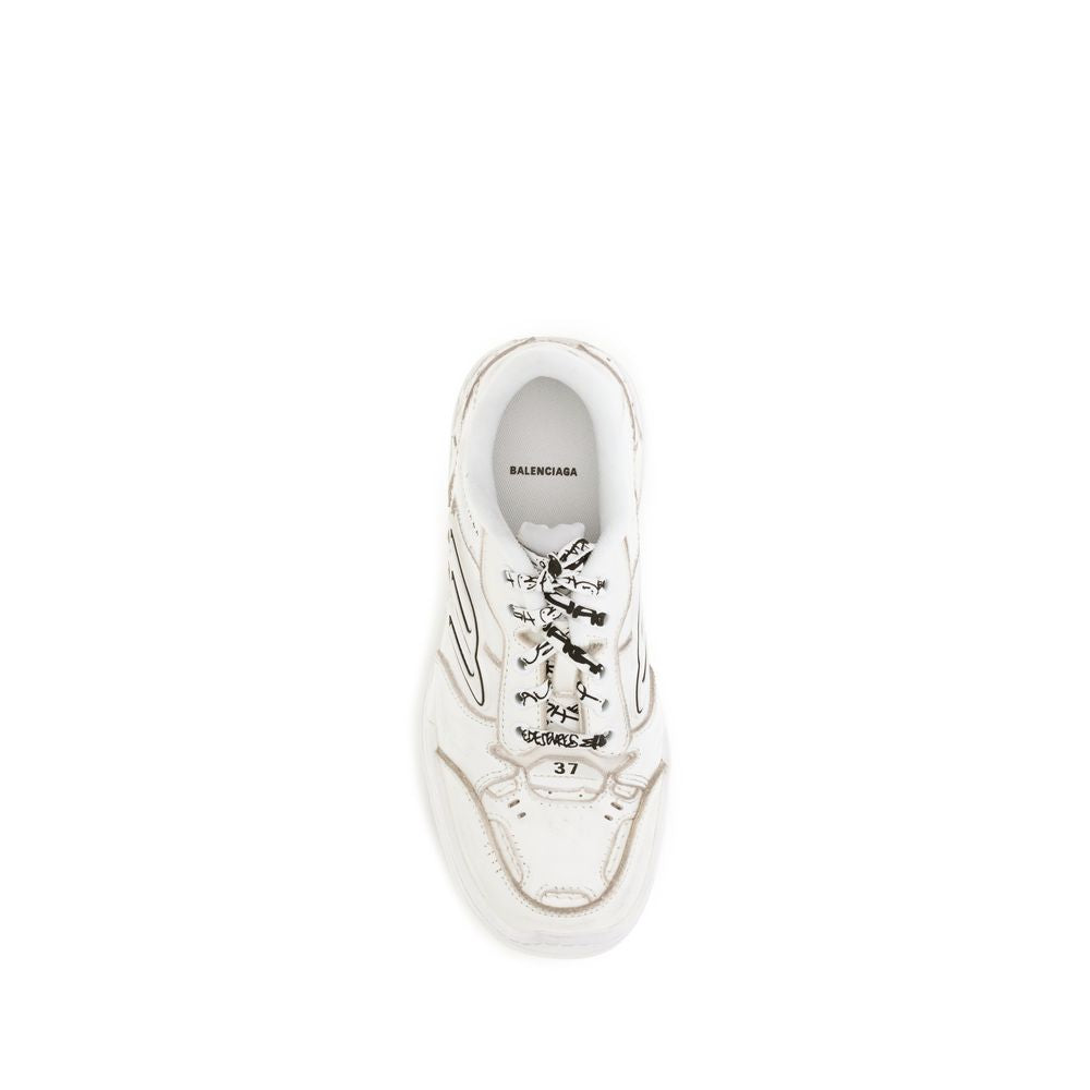 Balenciaga White Calf Leather Bos Taurus Athletic Sneakers