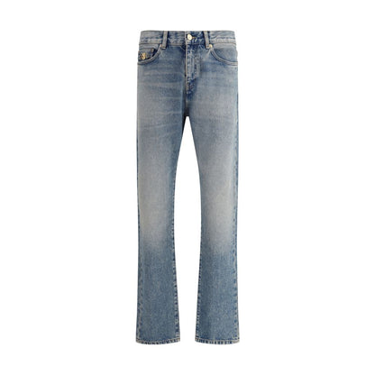 Versace Blue Cotton Straight-Leg Jeans