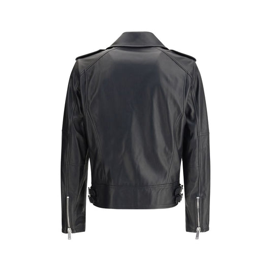 Dsquared² Black Calf Leather Bos Taurus Biker Jacket