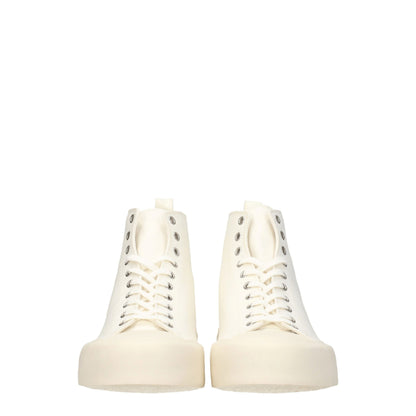 Jil Sander Beige Fabric High Top Sneakers