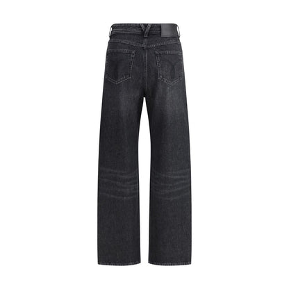 Versace Black Cotton Relaxed Fit Jeans