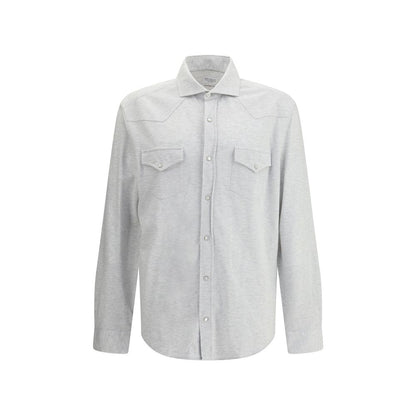 Brunello Cucinelli Gray Cotton Shirt