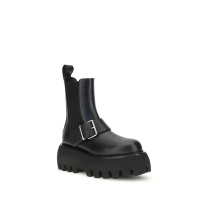 Alexander McQueen Black Calf Leather Bos Taurus Ankle Boots