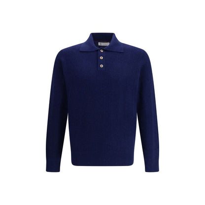 Brunello Cucinelli Blue Cashmere Polo Shirt